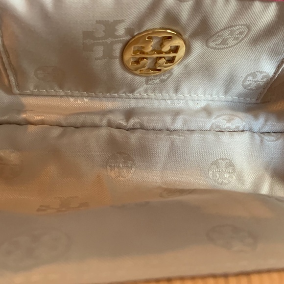 Tory Burch Pink/Tan Basketweave Clutch Handbag
